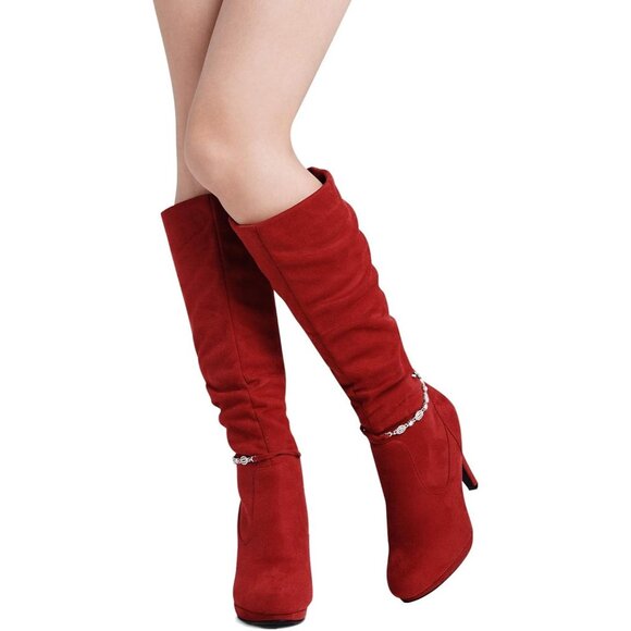 Women's Knee High Platform Heel Boots - Picture 7 of 7